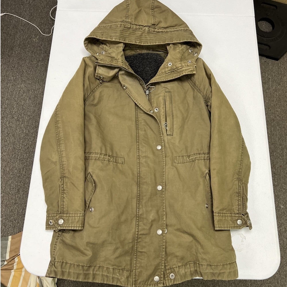 Gap Parka Jacket Womens XS Olive Green Sherpa Lined Hooded Utility Coat